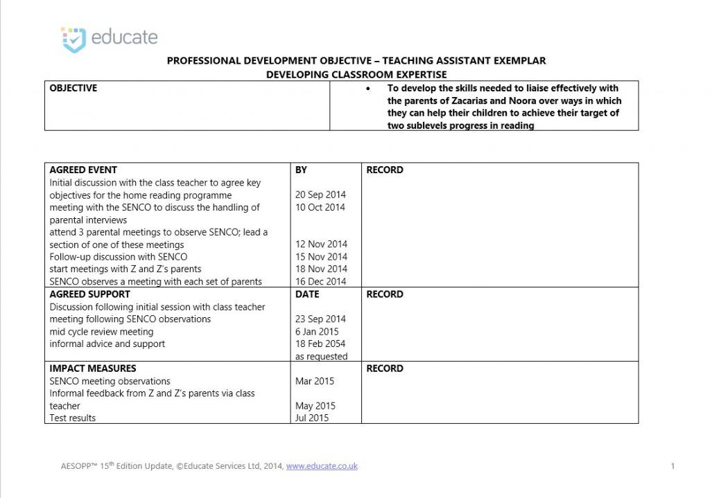 Teaching Assistant Performance Management Target Example Standards teaching-assistant-performance-management-target-example-standards